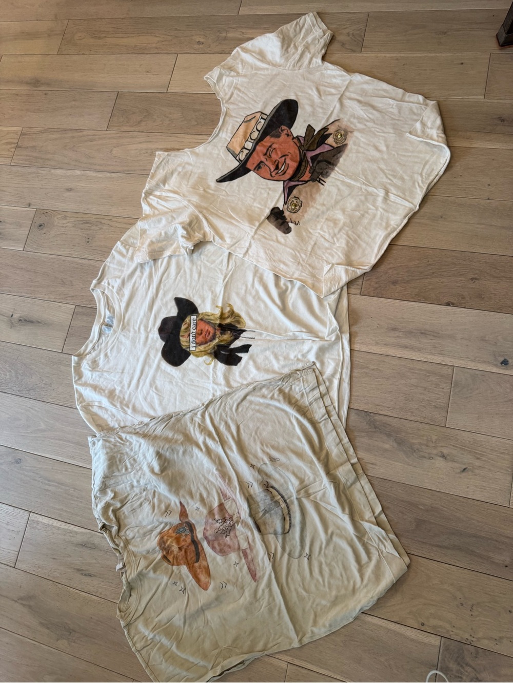 Gina Tees White Short Sleeve Graphic Cowboy Tee Trio